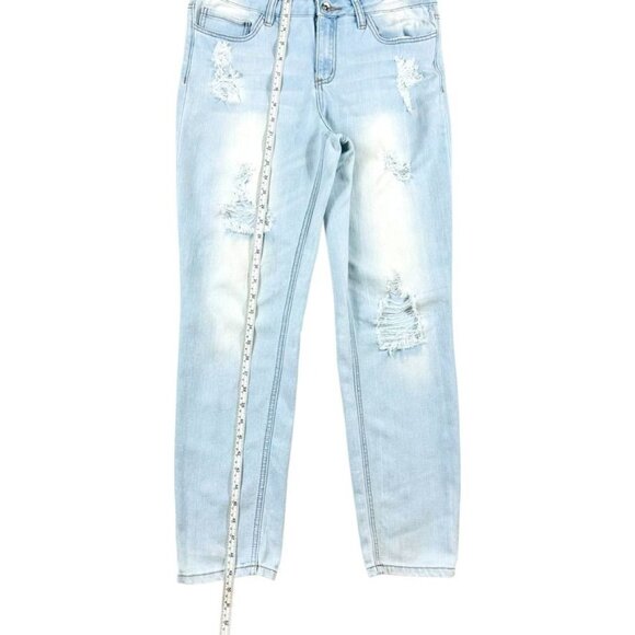 YMI Light Wash Distressed Denim Overalls Womens Size 11 - Picture 11 of 11